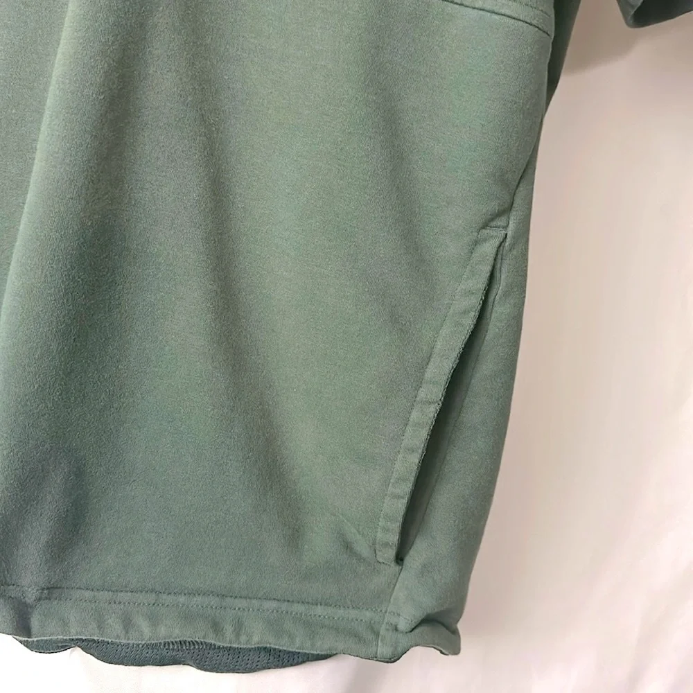 Adidas Three Stripe Life T-Shirt Hoodie Green Size M Kangaroo Pouch